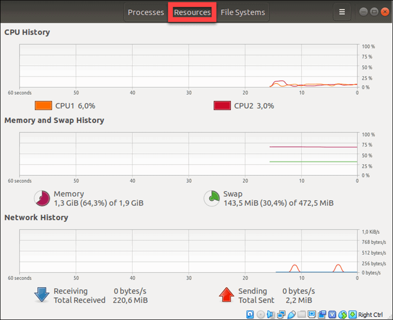 linux cpu memory usage