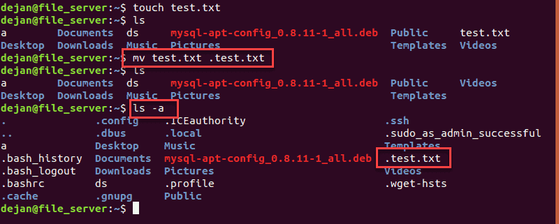 terminal show hidden files command