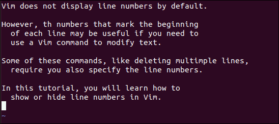 Hide line number in Vim.
