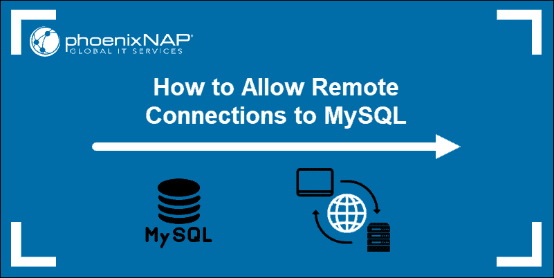 MySQL database logo and a representation of a remote connection.