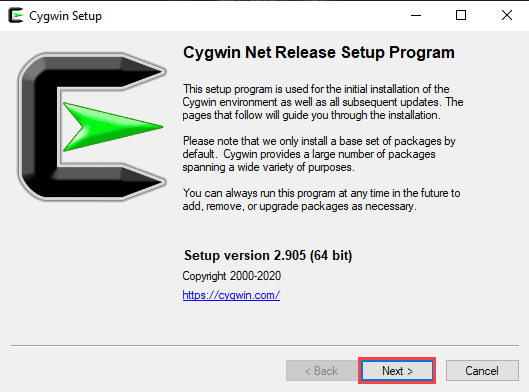 Starting Cygwin installation required for Installing Ansible on Windows