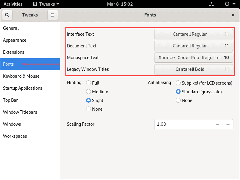 Select system fonts
