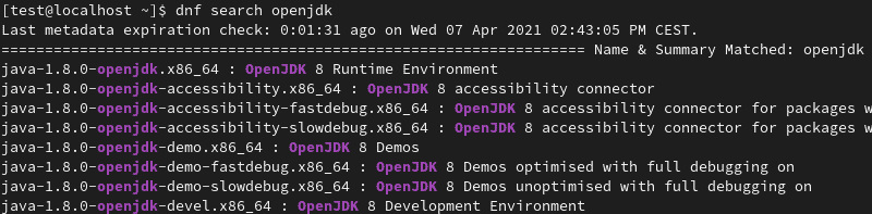 Listing available versions of OpenJDK