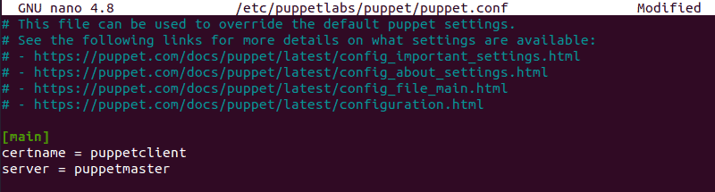 Edit the Puppet configuration file