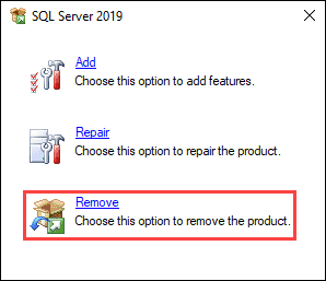 Select the Remove option to begin the uninstall