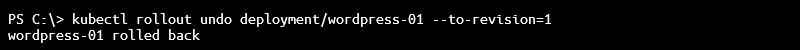 Roll back to a previous revision using the kubectl command