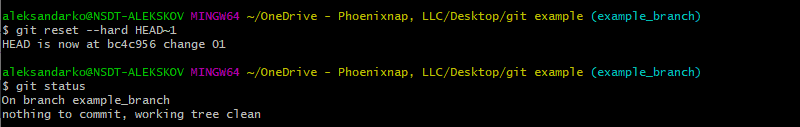 Using hard reset to return the index to the state before the last commit