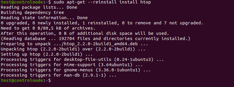 Reinstall htop using apt-get