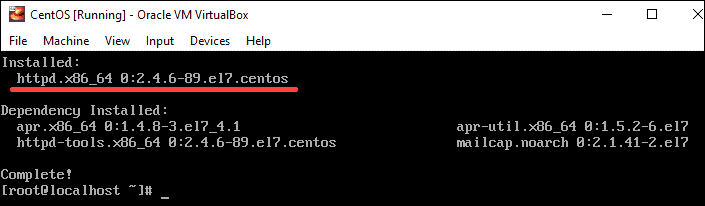 CentOS running output httpd packages