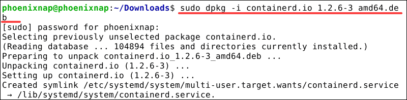 command to install containerd from deb file