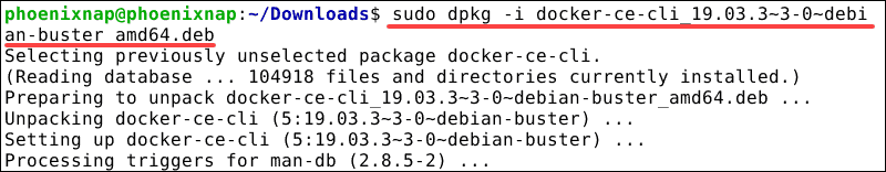 command to install docker-ce-cli from deb file