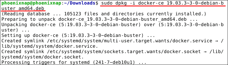 command to install docker-ce from deb file