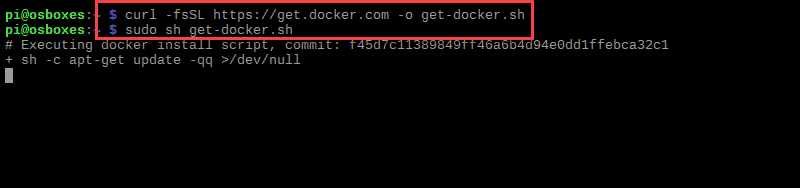 How to download convenience script to install Docker on Raspberry Pi.