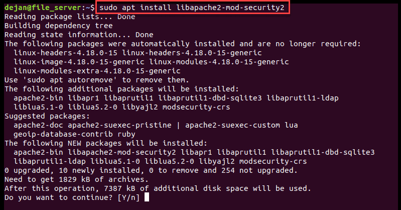 Installing modevasive on Ubuntu.