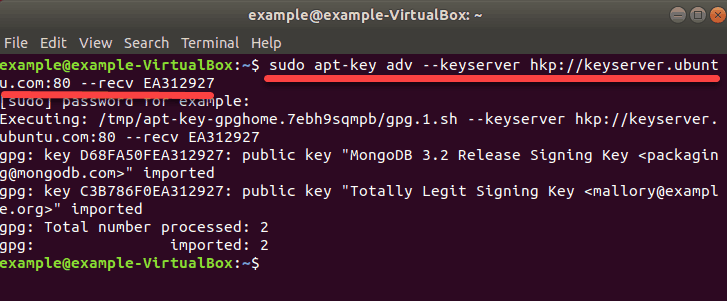 import the MongoDB key
