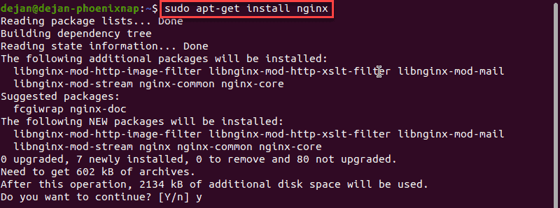 Install Nginx on Ubuntu to set it up as a reverse proxy for Kibana.