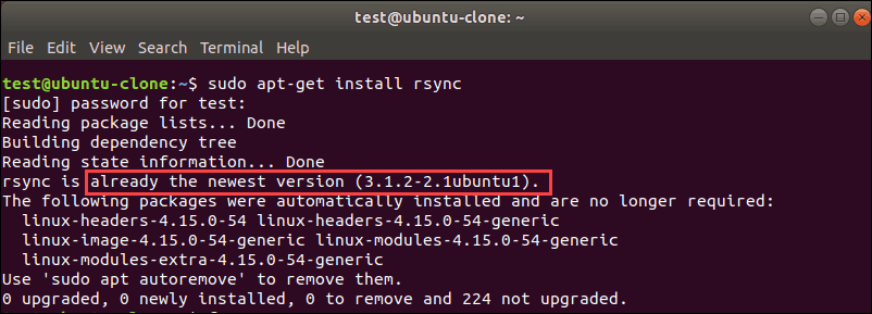 checking if rsync is installed on ubuntu