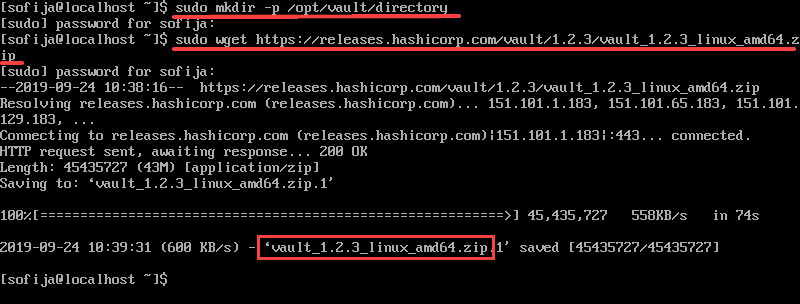 example of installing vault from the binary on CentOS