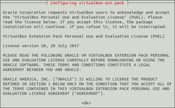 VirtualBox licence agreement.