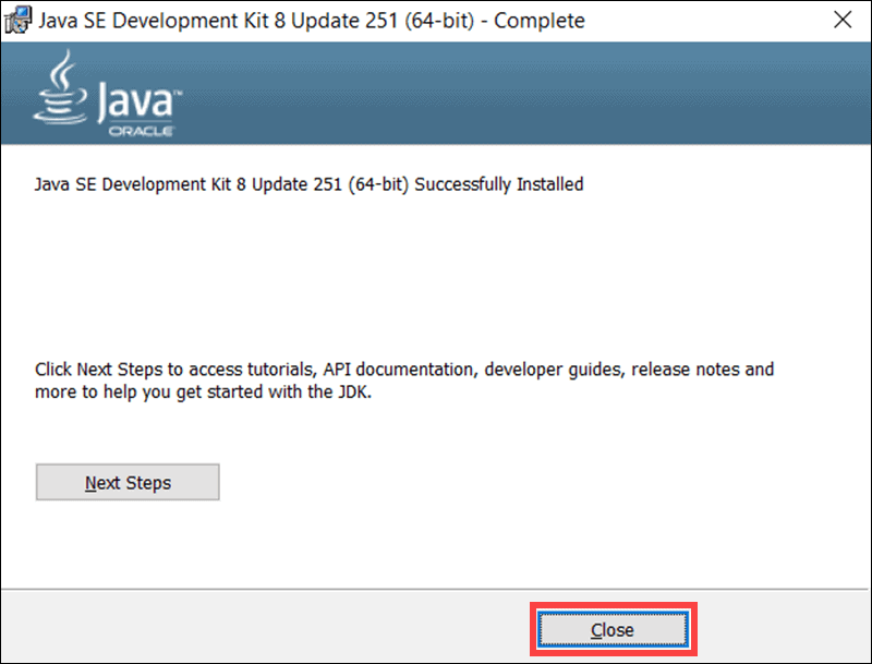 Java 8 was successfully installed on Windows 10