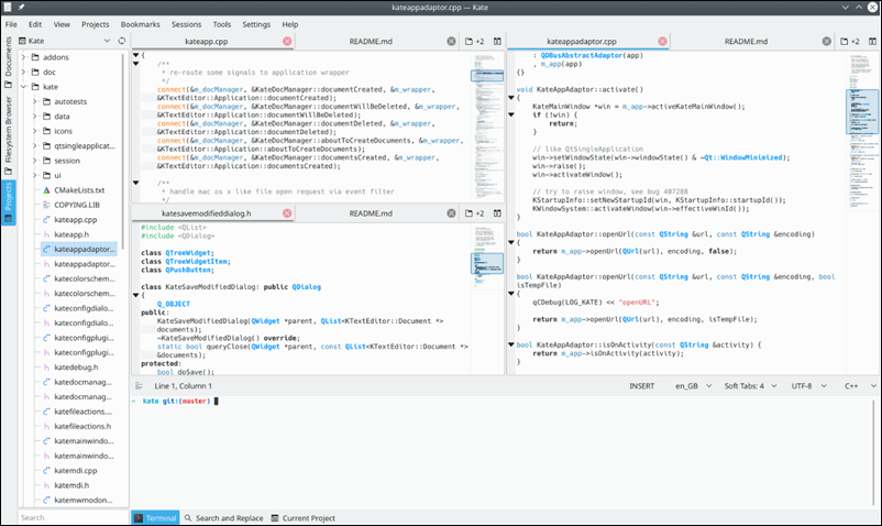 Kate graphical interface GUI