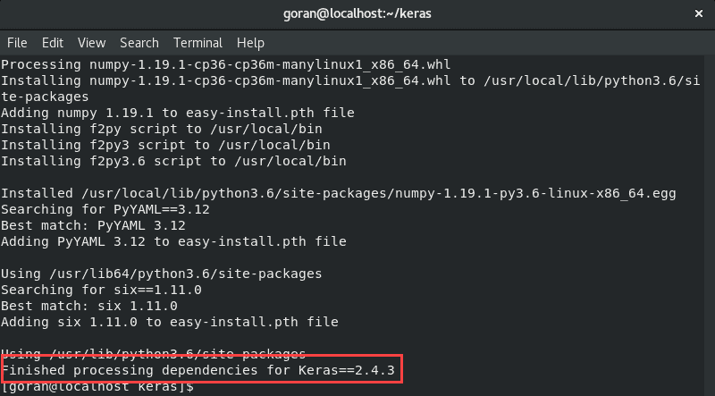 Keras Git install confirmation