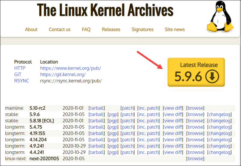 Downloading the latest Linux kernel.