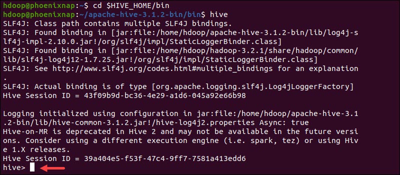 The Hive Command line interface is successfully lanched.
