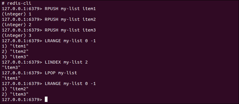 Basic Redis Lists commands