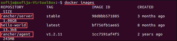 List available Docker images on Ubuntu.