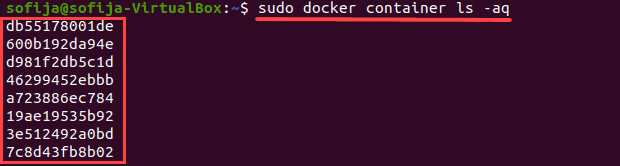 List all Docker containers by ID.