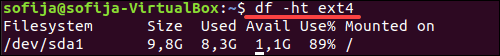 Command to list drives with the ext4 type with size and available space show