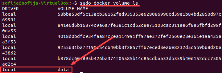 Listing Docker volumes.