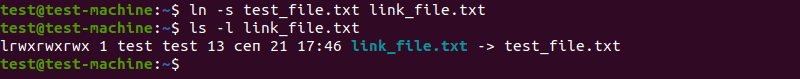 Creating a link using the ln command