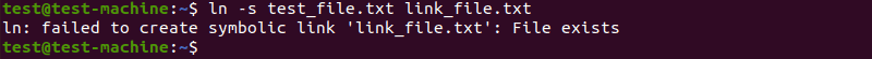 example of Error message: link file already exists