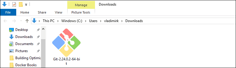  example Location where the Git file has been downloaded