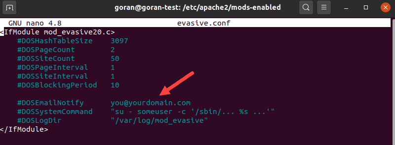 Apache mod_evasive configuration file