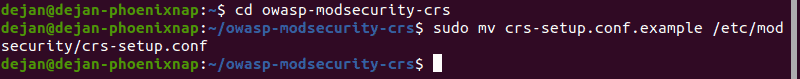 Image of a command that moves the OWASP csr setup file.