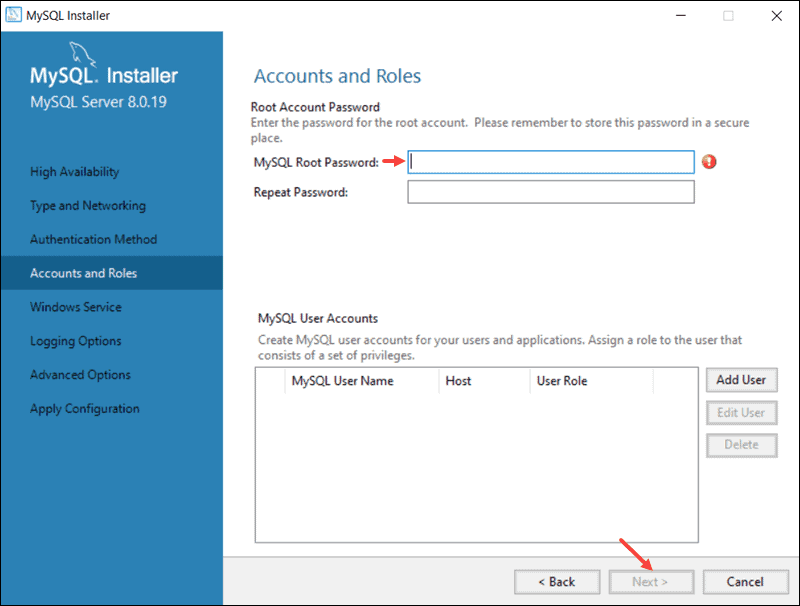 Mysql Installer Accounts Roles 