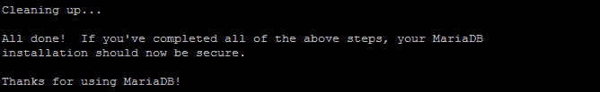 mysql successful installation cleaning up