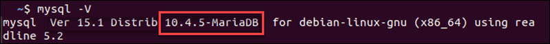 MySQL client version 10.4.5-MariaDB