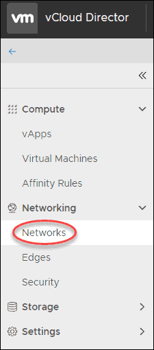 network menu for vcloud director