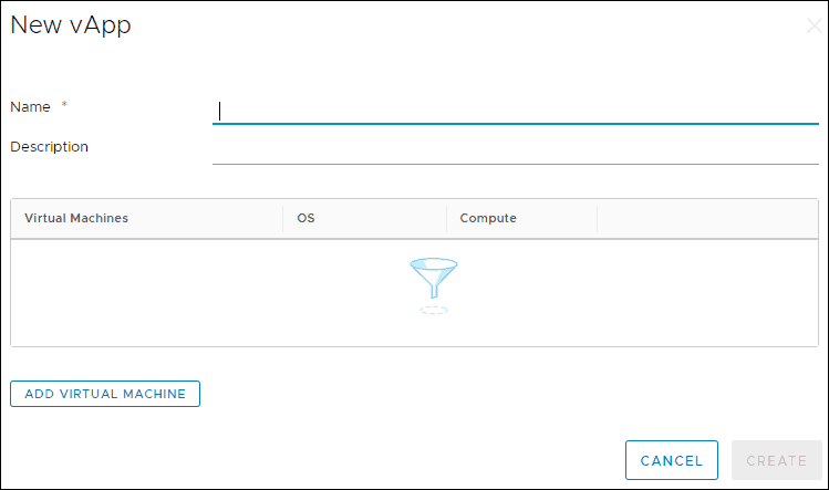 new vapp in vcloud director