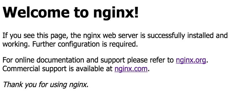 The default nginx landing page.