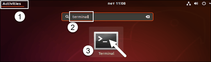 search for terminal window in ubuntu
