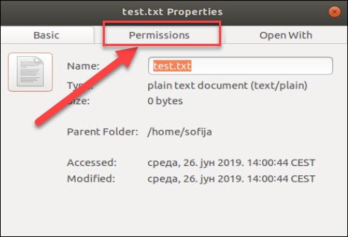 open text properties ubuntu