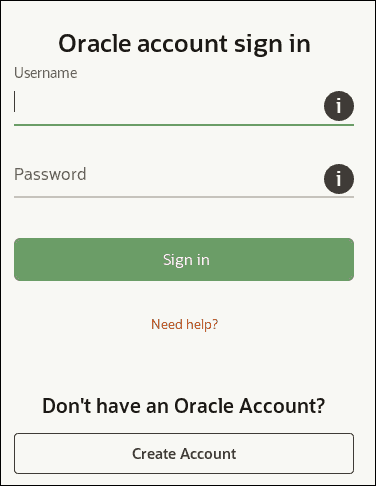 Oracle account sign in window