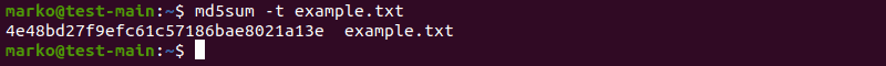Using the -t option to read checksum in text mode