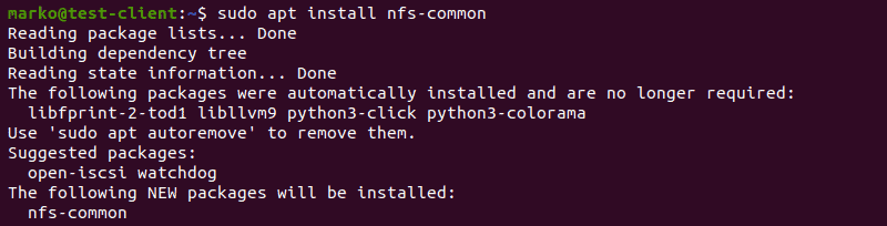 Installing NFS Common on client machines