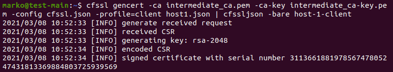 Generating a host certificate for client using cfssl